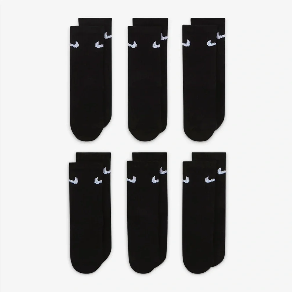 Nike dri-fit crew socks 6 pair pack black youth kids boys XXS XS